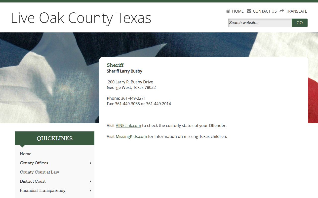 Live Oak County regional custody contact for McMullen County booking records